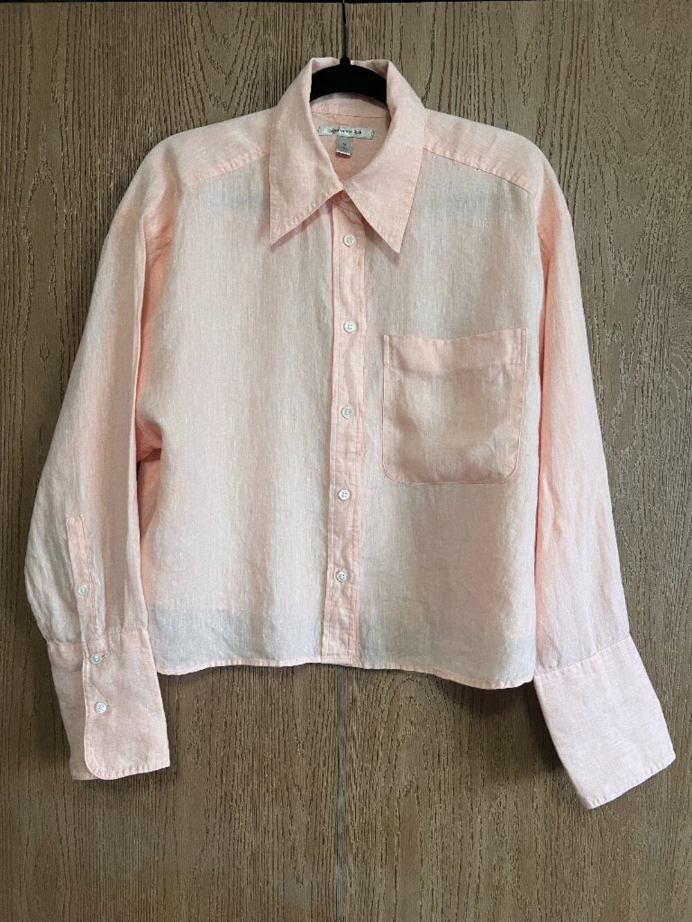 Banana Republic Boxy Cropped Linen Shirt Salmon Pink Size M